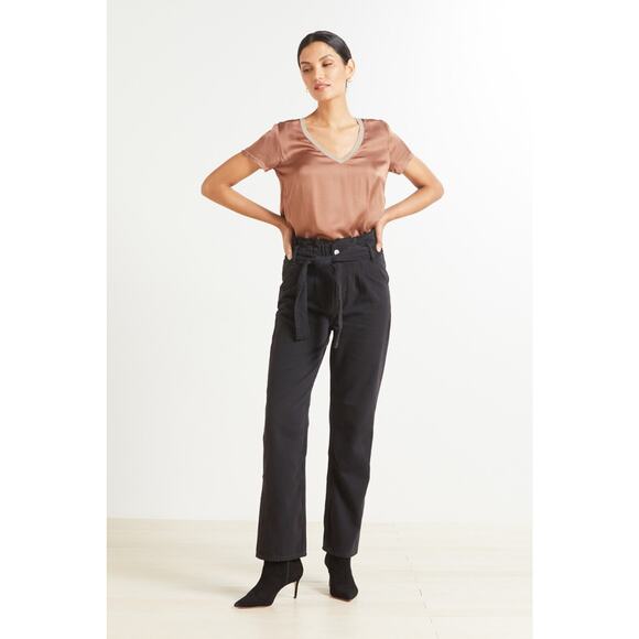 NATION LTD June Sateen V Neck Top in Latte Pink Size Small - Picture 14 of 14